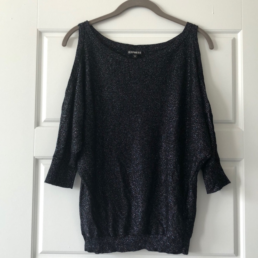 Express Cold Shoulder Sparkle Top